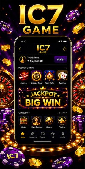 IC7 Game official online casino logo featuring secure sports betting, live casino, and slot games